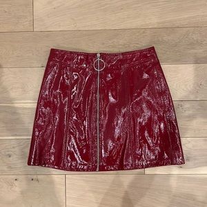 Bershka red patent leather skirt